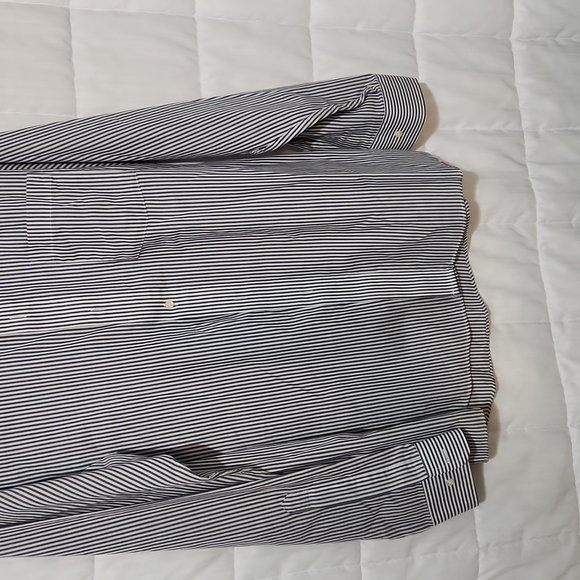 THE ARROW COMPANY 16/32-33 MEN'S DRESS SHIRT BUTTON DOWN WHITE/ BLUE STRIPES - Picture 3 of 8